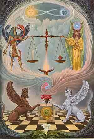 La Balance pour le choix et l'équilibre. Un merveilleux tableau du peintre Joffra comme symbole de notre service en relation d'aide.